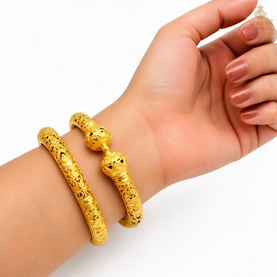 Golden Ornate Carved Bangles