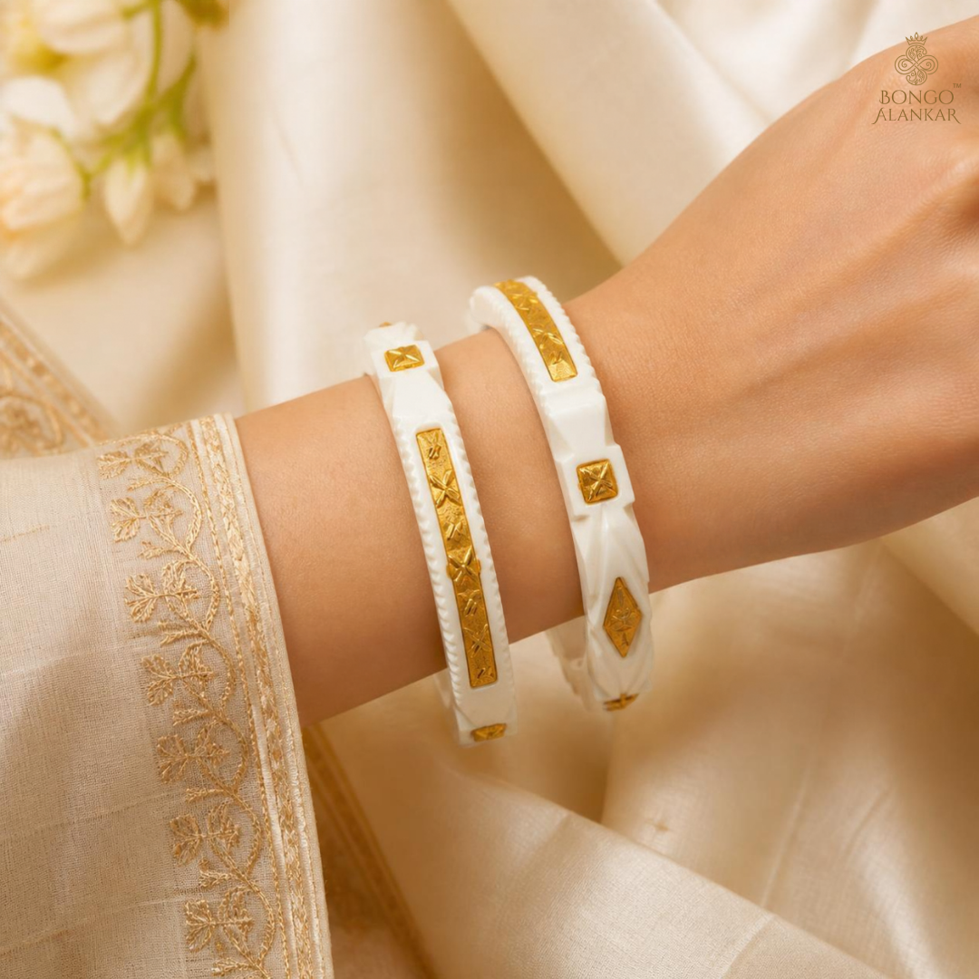 Gold-Inlaid Geometric Sankha