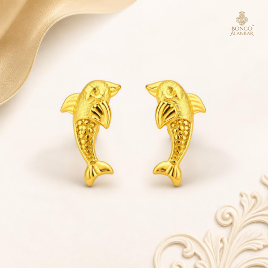 Golden Dolphin Stud Earrings