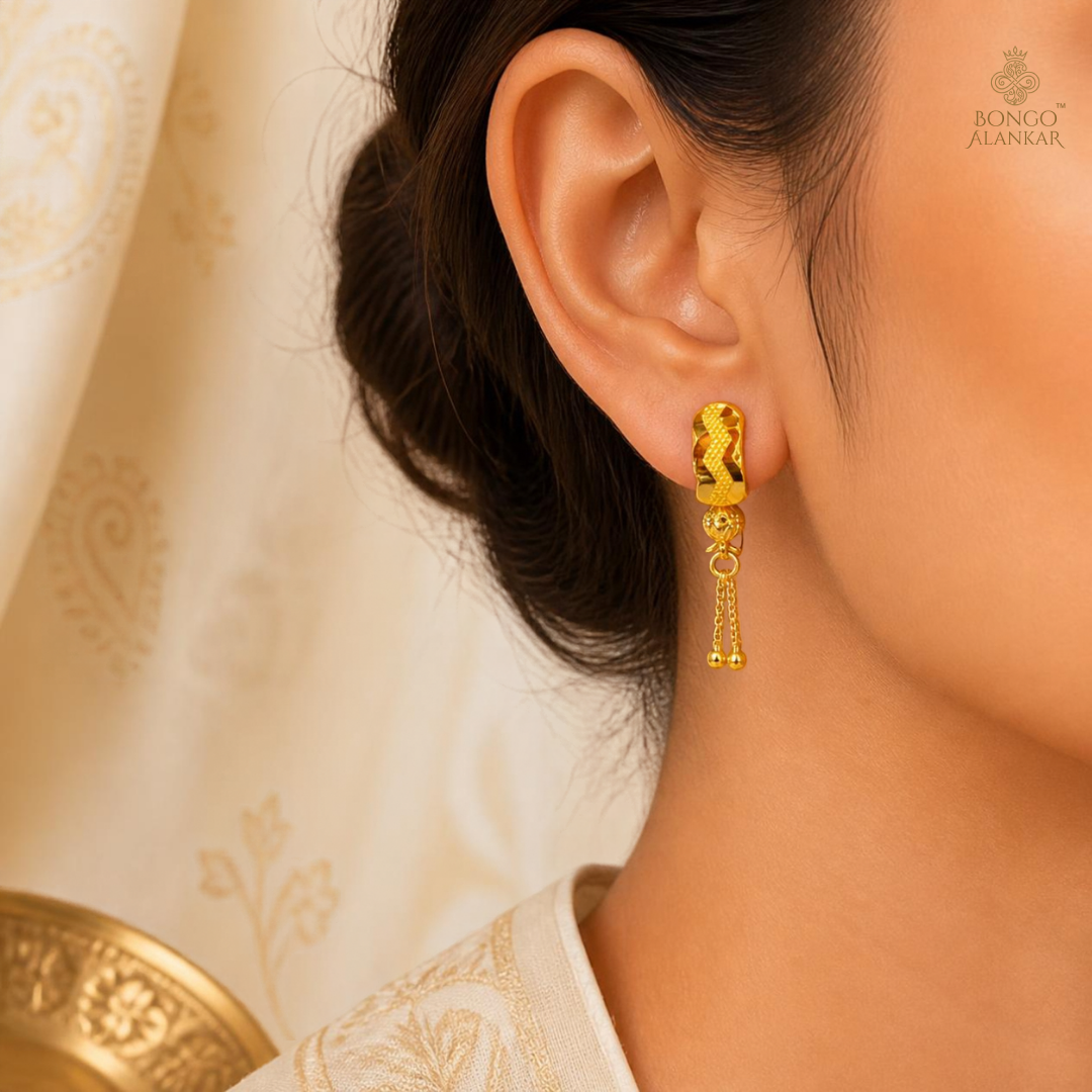 Golden Ripple Chain Drop Earrings