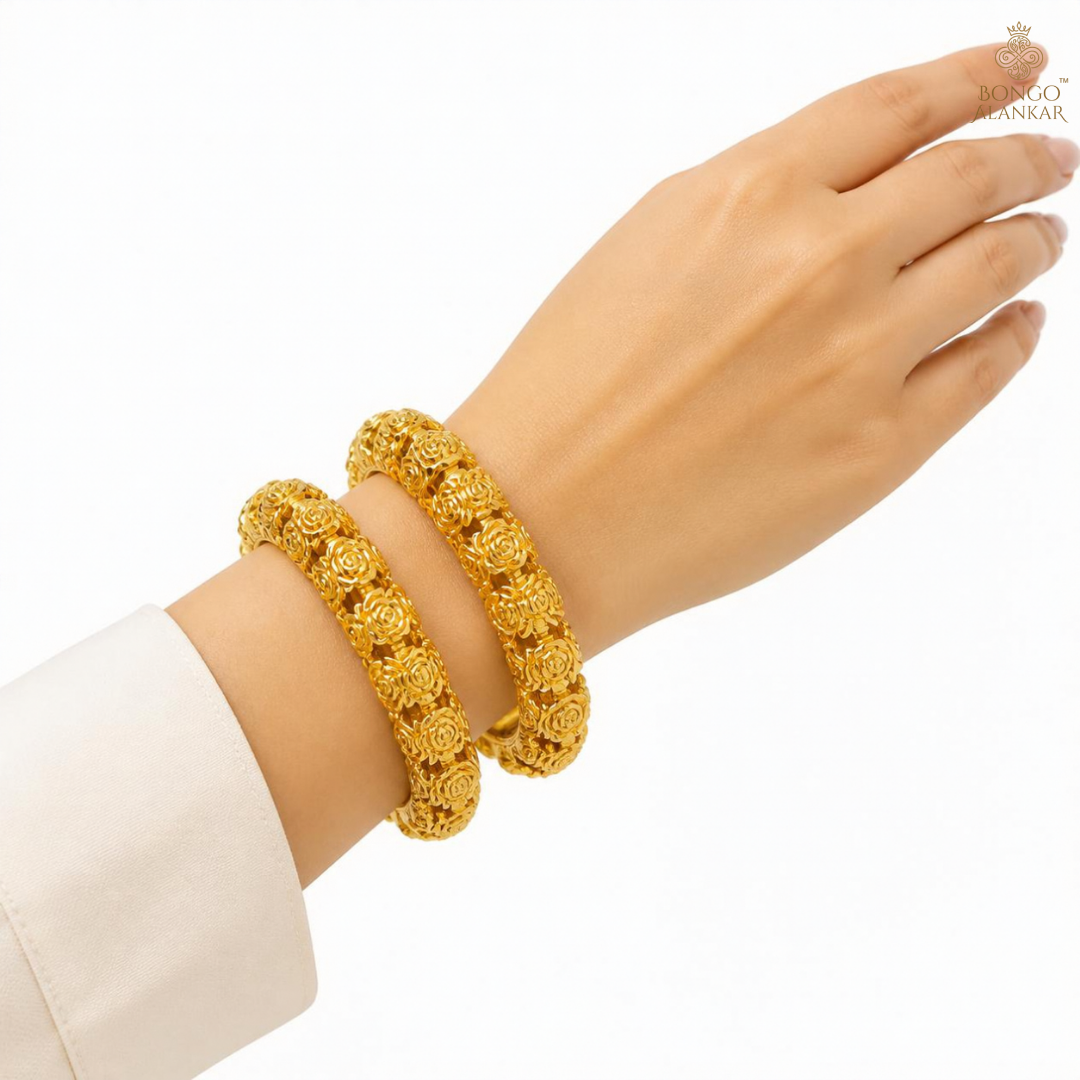 Golden Rose Cluster Bangles