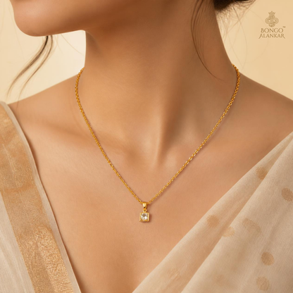 Golden Geometric Clear Stone Chain