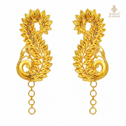 Golden Bloom Full-Ear Filigree Earrings