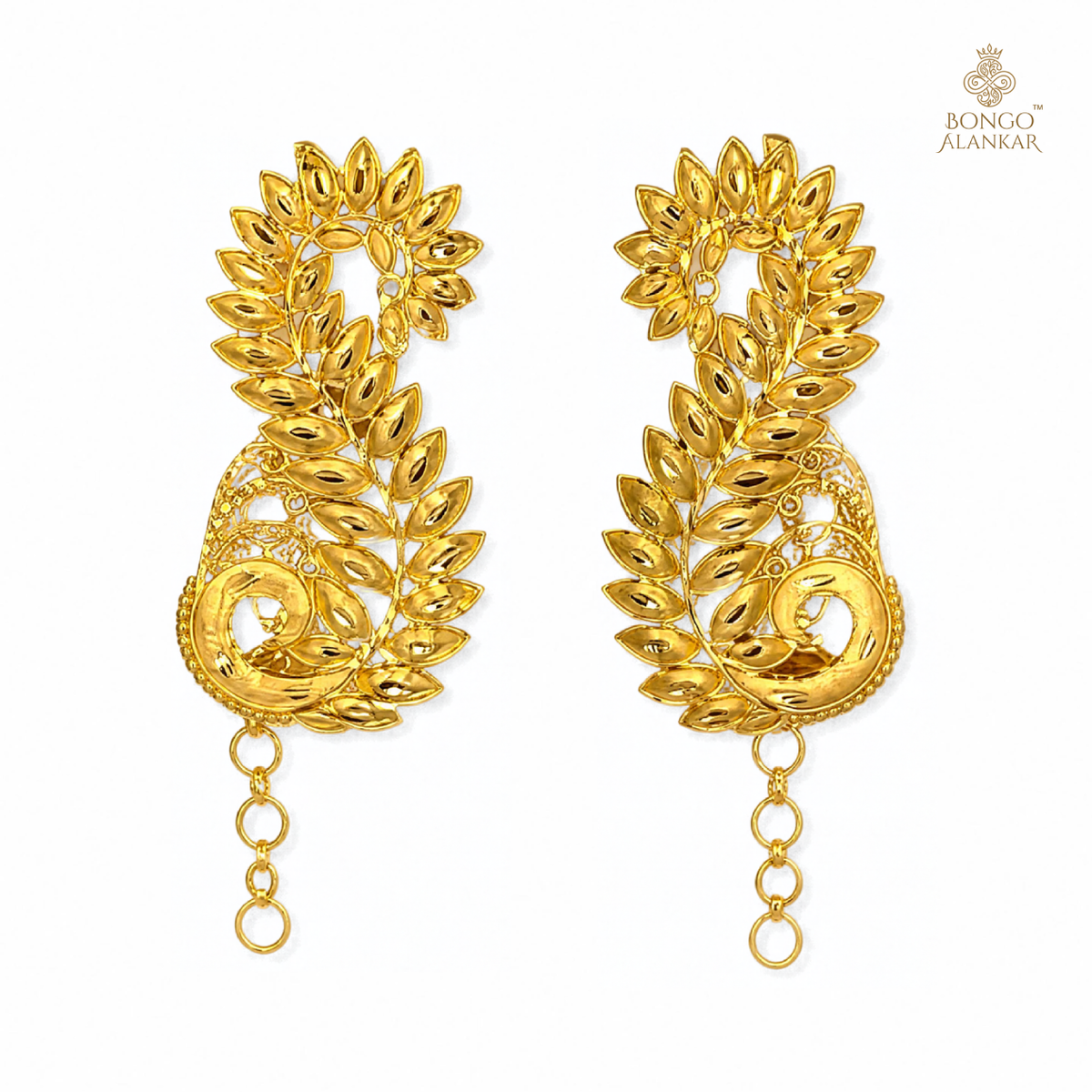 Golden Bloom Full-Ear Filigree Earrings