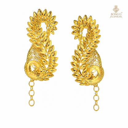 Golden Bloom Full-Ear Filigree Earrings