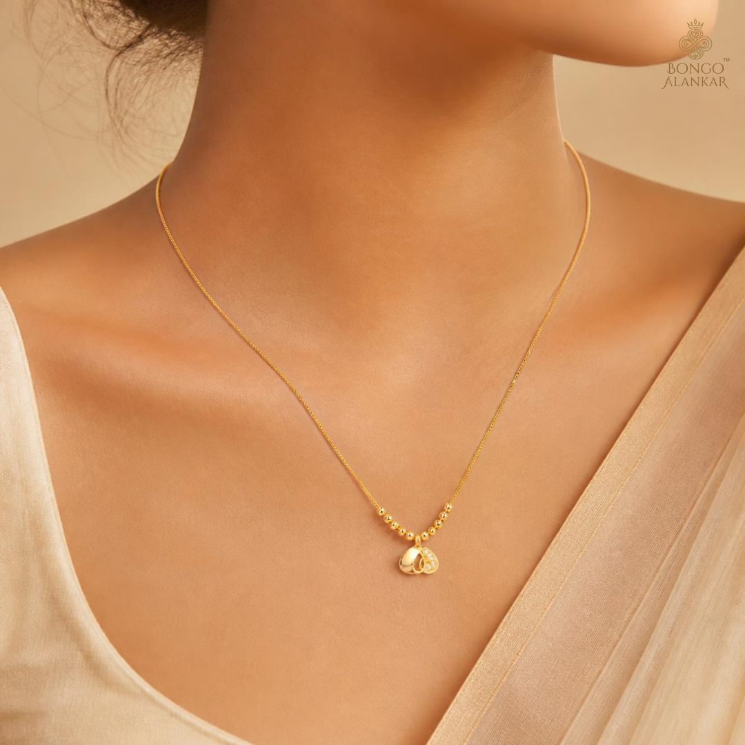 Golden Beaded Heart Motif Chain