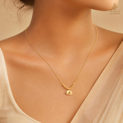 Golden Beaded Heart Motif Chain