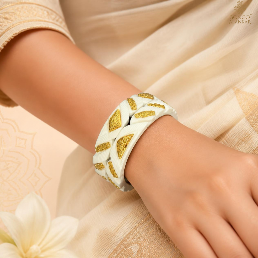 Gold-Embellished Carved Sankha