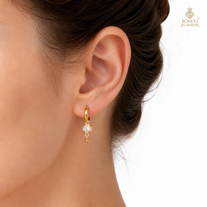 Golden Heart Crystal Drop Earrings