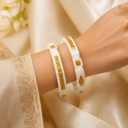 Gold-Inlaid Geometric Sankha