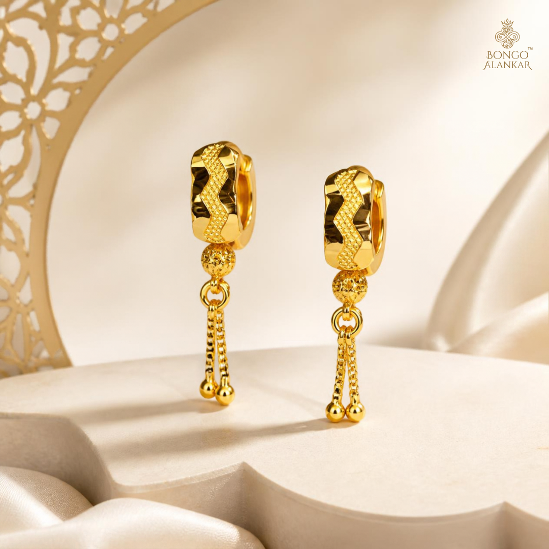 Golden Ripple Chain Drop Earrings