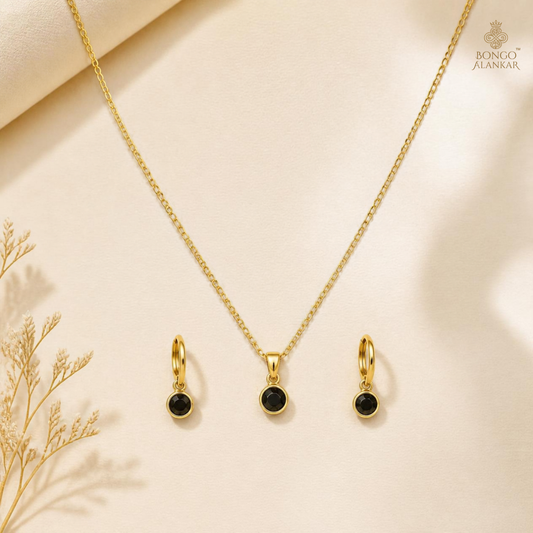 Golden Minimalist Black Stone Chain