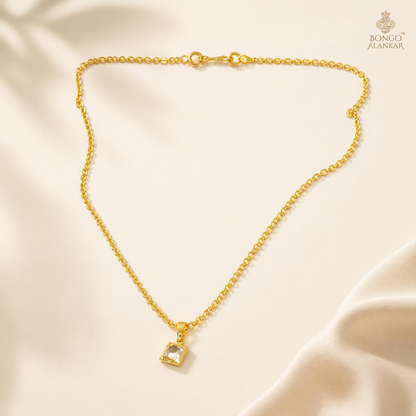 Golden Geometric Clear Stone Chain