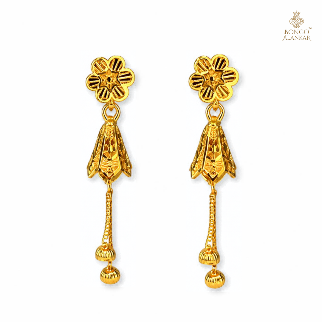 Golden Floral Bud Drop Earrings
