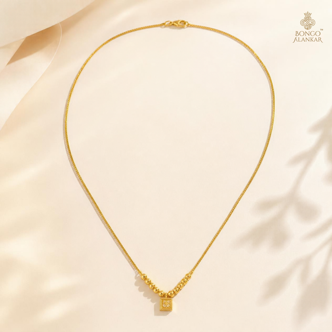 Golden Beaded Square Motif Chain