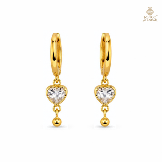 Golden Heart Crystal Drop Earrings