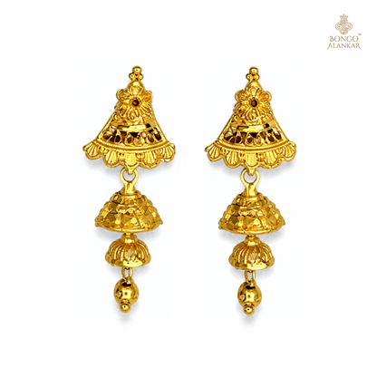Golden Filigree Tiered Drop Earrings