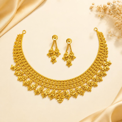 Golden Floral Cascade Necklace