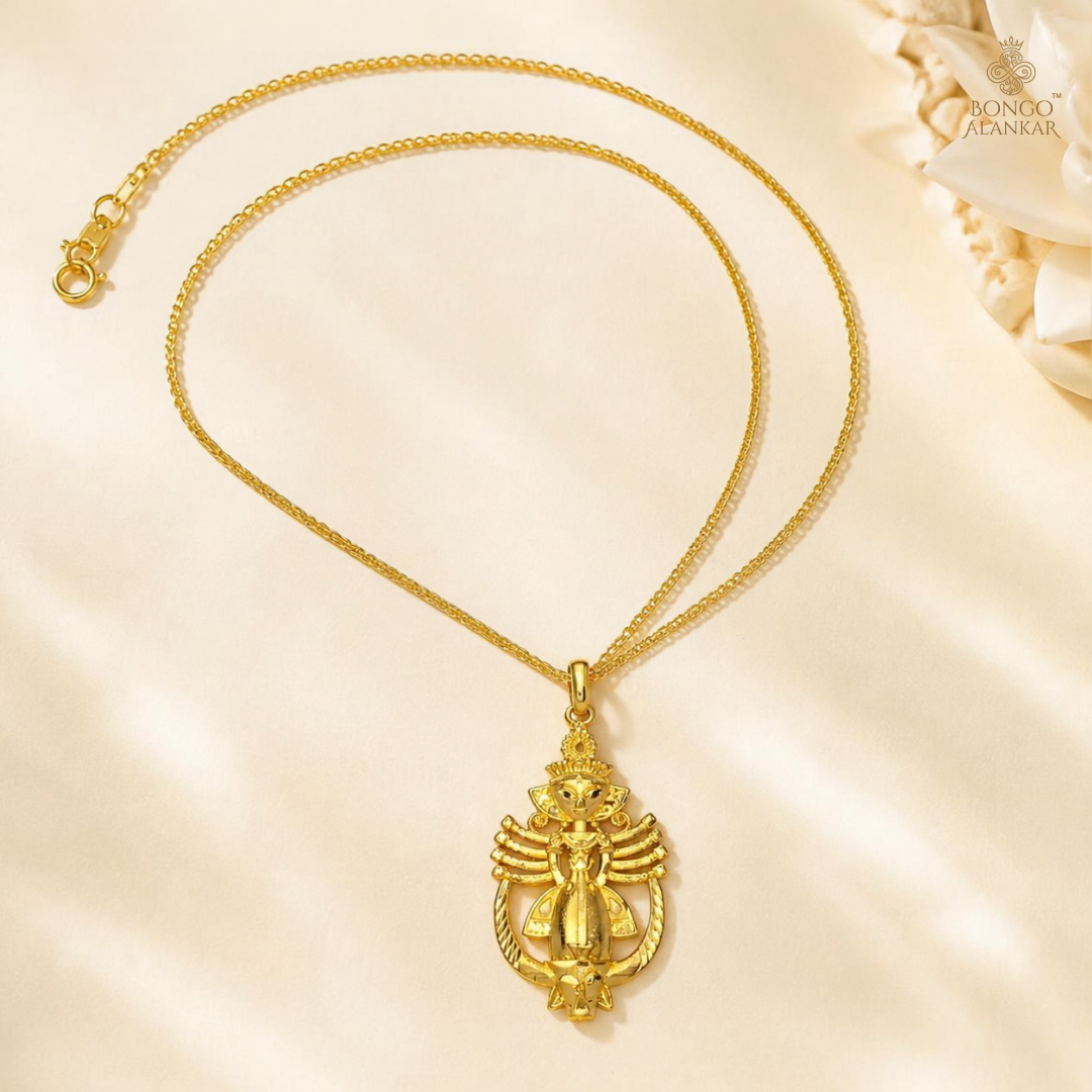 Golden Divine Durga Pendant Chain