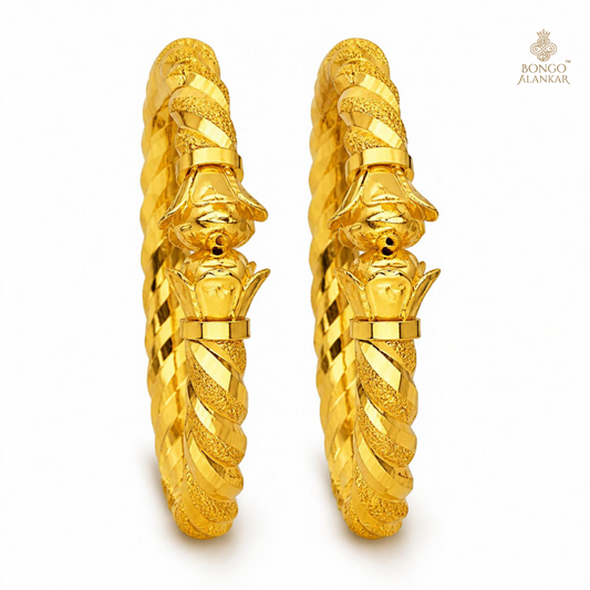 Golden Floral Twist Bangles