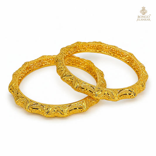 Golden Wavy Filigree Bangles