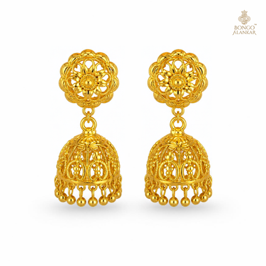 Golden Floral Filigree Jhumkas
