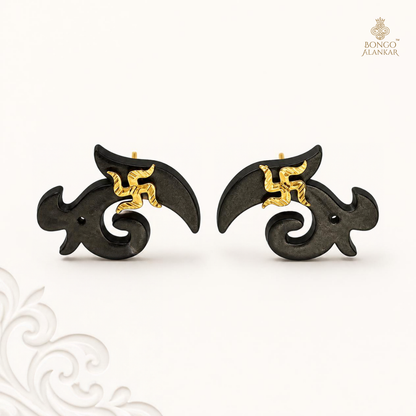 Golden Swastika Stud Earrings
