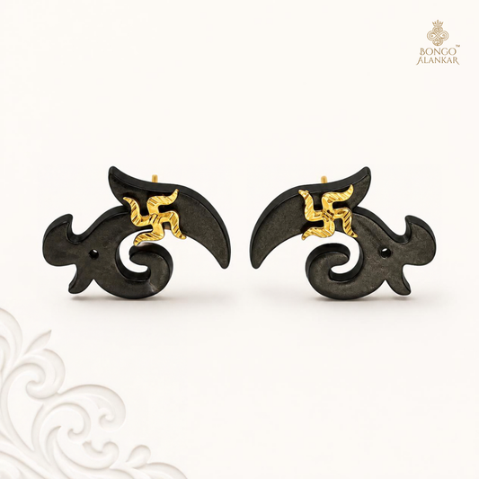 Golden Swastika Stud Earrings