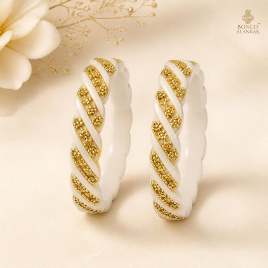 Gold Floral Spiral Sankha