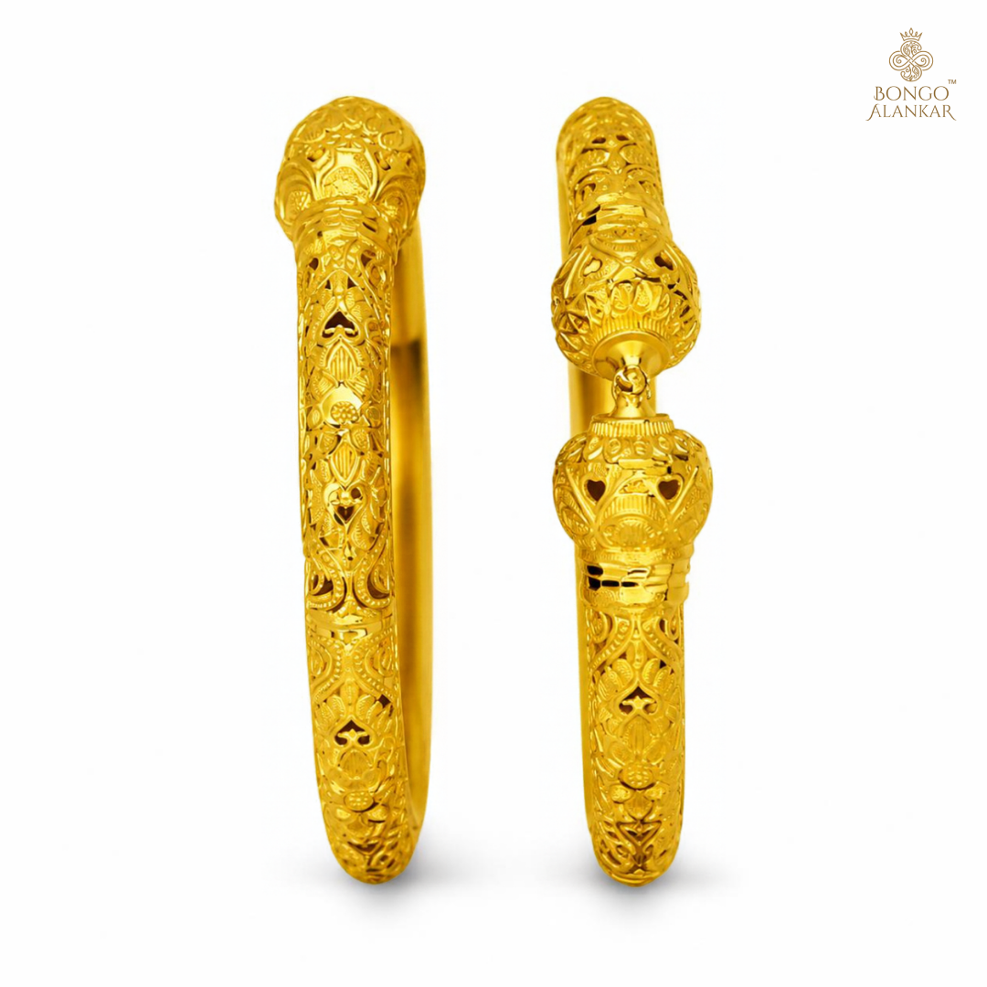 Golden Ornate Carved Bangles
