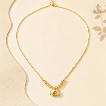 Golden Beaded Heart Motif Chain
