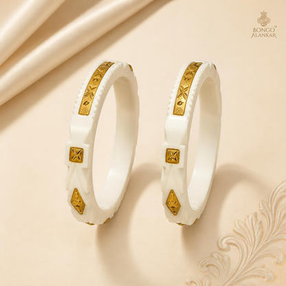 Gold-Inlaid Geometric Sankha