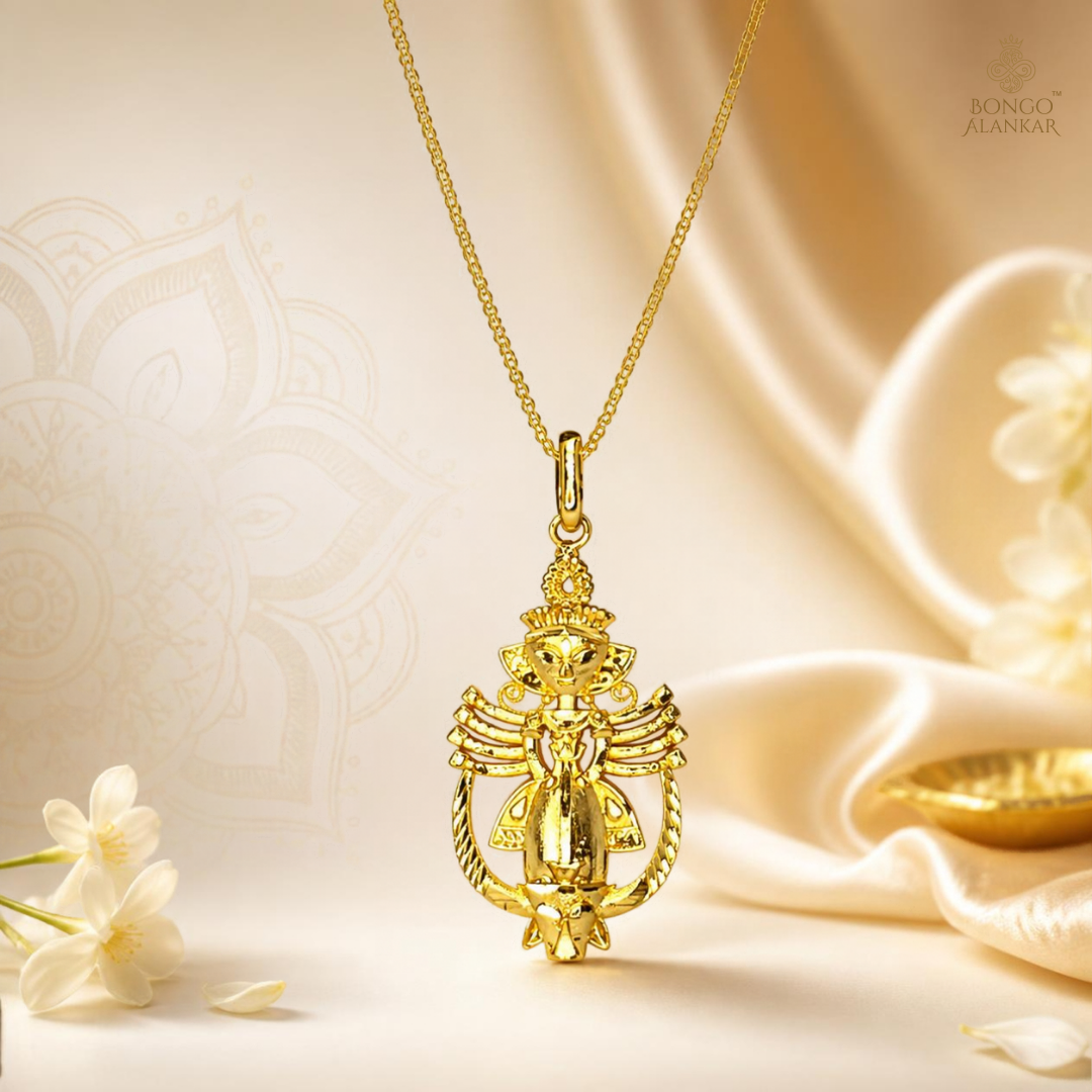 Golden Divine Durga Pendant Chain