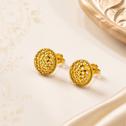 Golden Filigree Disc Stud Earrings