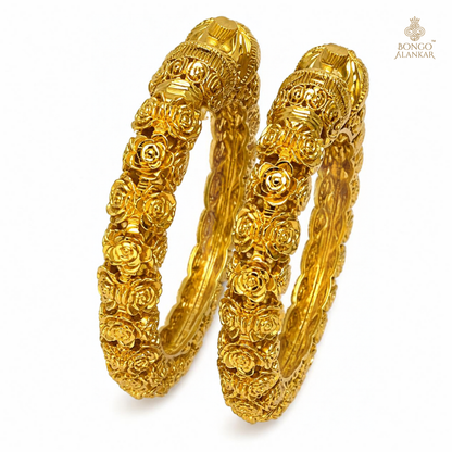 Golden Rose Cluster Bangles