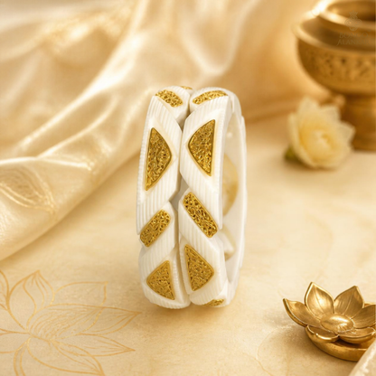 Gold-Embellished Carved Sankha