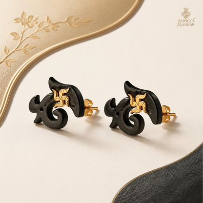 Golden Swastika Stud Earrings