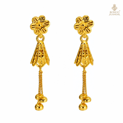 Golden Floral Bud Drop Earrings