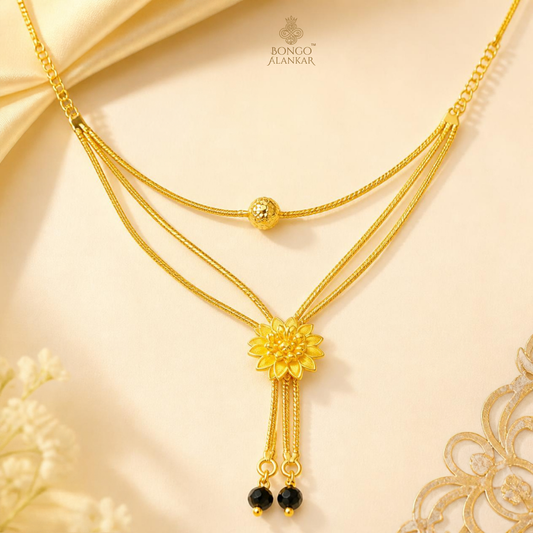 Golden Layered Floral Drop Chain