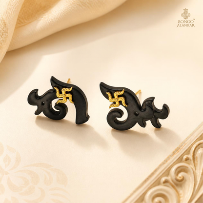 Golden Swastika Stud Earrings