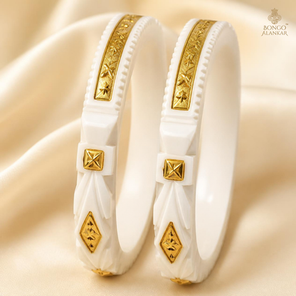 Gold-Inlaid Geometric Sankha