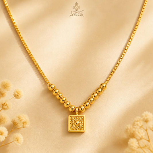 Golden Beaded Square Motif Chain