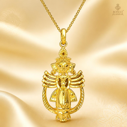 Golden Divine Durga Pendant Chain