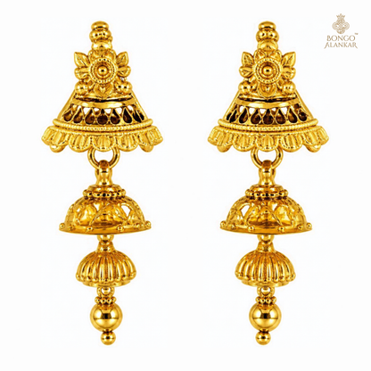 Golden Filigree Tiered Drop Earrings