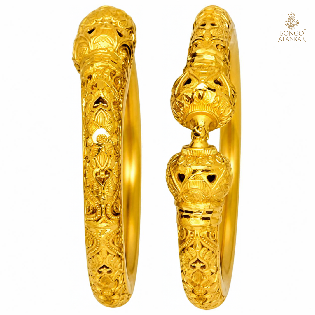 Golden Ornate Carved Bangles