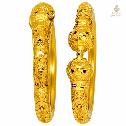 Golden Ornate Carved Bangles