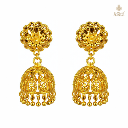 Golden Floral Filigree Jhumkas