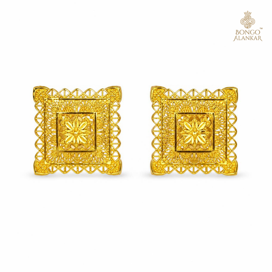 Royal Floral Square Studs