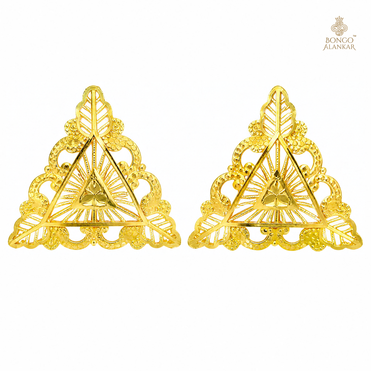 Regal Leaf Triangle Earrings