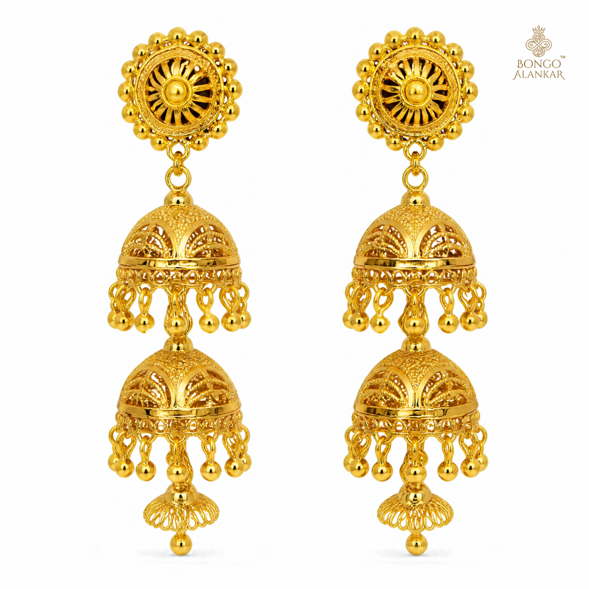 Regal Gold Cascade Jhumkas